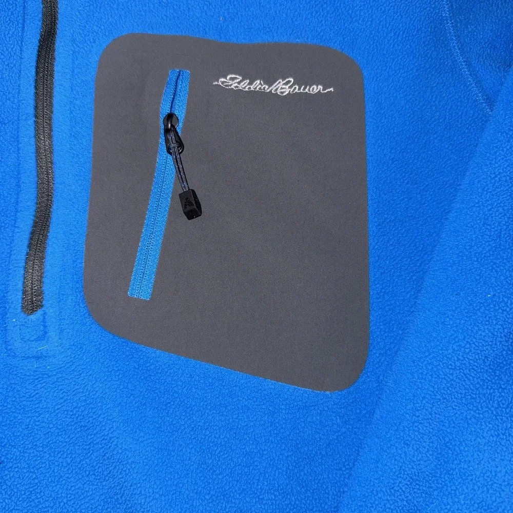 Eddie Bauer Sweater Mens Large Tall Blue Fleece 1/4 Zip Mock Neck First Ascent